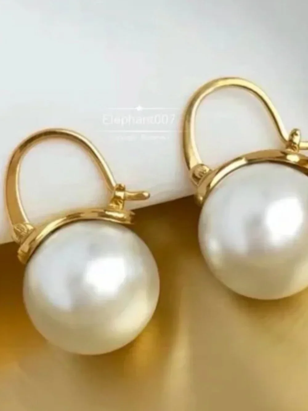 Kate Spade Oversized Pearl Drop Earrings Gold Leverback Statement Earrings